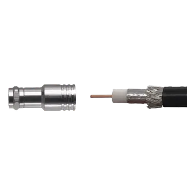 Conector F Macho de Compresión / Cable Coaxial RG-11 / 75 Ohm / Montaje por Compresión
