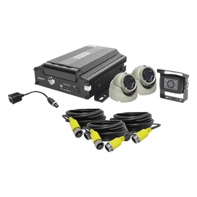 Kit DVR Móvil para Vehículo / 4 Canales AHD / 2 Megapixel / H.265 / 4G GPS WiFi / 3 Cámaras / Cables Aviación 7 m (23 ft)
