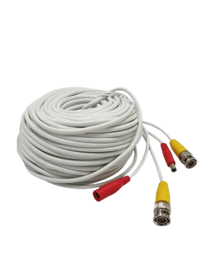 TCE LMG-BNC20W - Cable Armado para Video y Energía 20m, BNC Macho y Alimentación DC, Color Blanco, Ideal para Instalaciones de CCTV