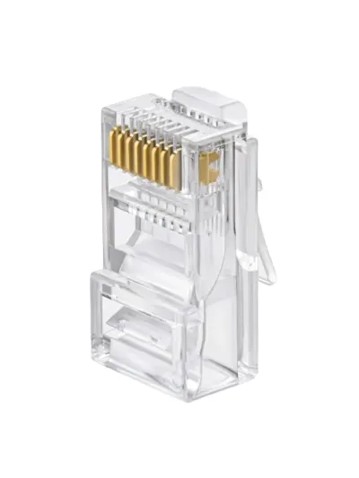 TCE LN-NET-RJCAT6-30u-PASS - Bote con 100 Plugs Pass through RJ45 Cat6 sin blindaje, chapado de oro a 30 micras