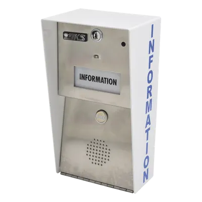 Estación de información / Comunicación full duplex / Línea telefónica analógica, digital o VoIP / Marcación automática 10 u 11 dígitos / Transformador 16 VCA 20 VA incluido