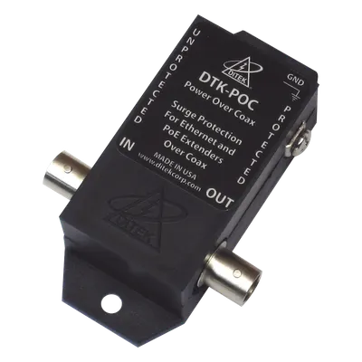 Protector coaxial PoE DITEK DTKPOC con BNC hembra y contactos secos