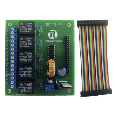 Tablilla interfaz de relevadores / 5 canales / 10A @ 120VCA / Arnés 20x2 pines / 32.8 pies / Raspberry Pi 40 pines