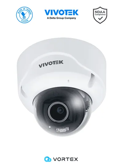 VIVOTEK VORTEX FD839-EHTV-V2 - Cámara IP VORTEX Premium Series Domo exterior 5MP, Lente varifocal 2.8-12mm, Micrófono integrado, Salida de Audio*, Entrada de Audio*, DIx1*, DOx1*,IR 40mts, WDR Pro, IP67, IK10, Almacenamiento 256GB, *Requiere cable AO-015