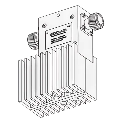 Aislador de Etapa Sencilla / 380-415 MHz / 35 MHz BW / 125W Entrada / 60W Reflejada / N Hembras / 38x64x88 mm