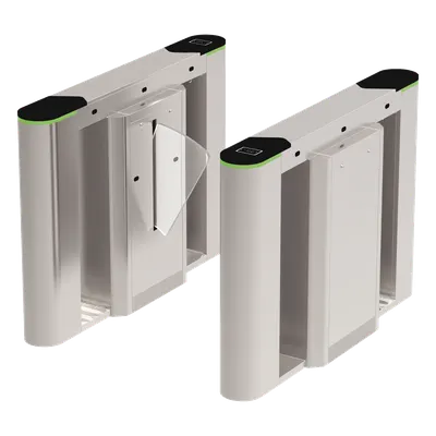Puerta de cortesía tipo FLAP bidireccional / 30 personas por minuto / Apertura en 1 segundo / Acero inoxidable / Indicadores LED / Alarma por acceso denegado