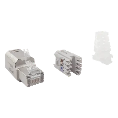 Conector RJ45 Cat6A Blindado / Terminación en Campo / 10 Gbps / Sin Clip Protector / UL 2043 Plenum