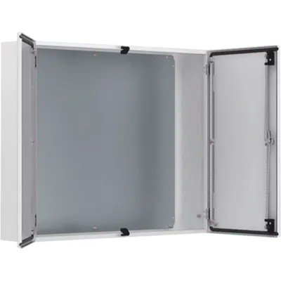 Gabinete de Doble Puerta MAD / 1000 x 1000 x 300 mm (39.37 x 39.37 x 11.81 in) / NEMA Tipo 12 / IP55 / IK10 / Acero Dulce 1.5 mm / Placa de Montaje Incluida / Gris Claro RAL 7035