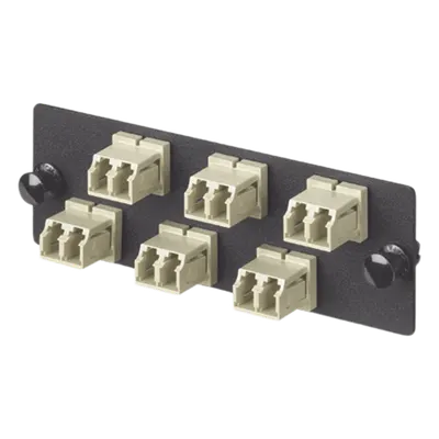 Placa Acopladora de Fibra Óptica / 6 Conectores LC Duplex / 12 Fibras / Multimodo OM1 / Mangas Cerámicas Zirconia