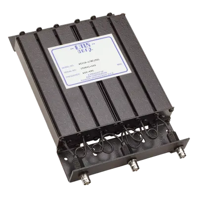 Duplexer de Rechazo de Banda / 440-490 MHz / 4.6-6 MHz Separación Tx-Rx / 50 W / 6 Cavidades / 1.25 x 6 x 9.5 in