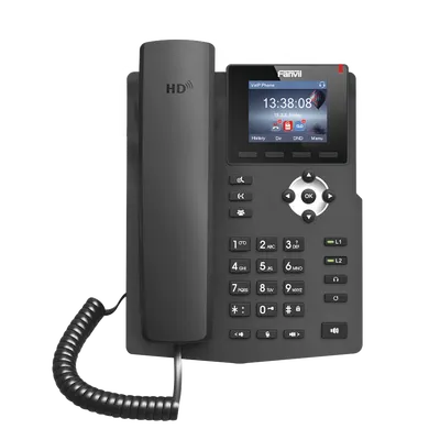 Teléfono IP empresarial para 2 lineas SIP con pantalla LCD de 2.4 Pulgadas a color y conferencia de 3 vías, PoE