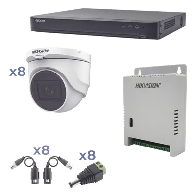 Kit de videovigilancia Hikvision KH1080P8DW con 8 cámaras Turret