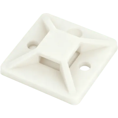 Base Autoadhesiva para Cinchos / Entrada 4 Direcciones / 20 × 20 mm / Instalación sin Taladro / Nylon 66 / Paquete 100 Piezas