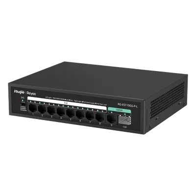 Switch PoE+ RUIJIE RG-ES110GS-P-L con 8 puertos Gigabit y 120 W