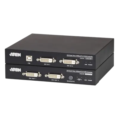 Extensor KVM / HDBaseT 2.0 / Dual Display DVI / USB 2.0 / RS-232 / 100m (328 pies) / Cat6/6a