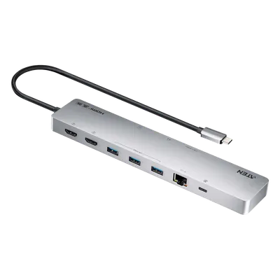 Dock USB-C ATEN UH3240 de 11 puertos con video 8K