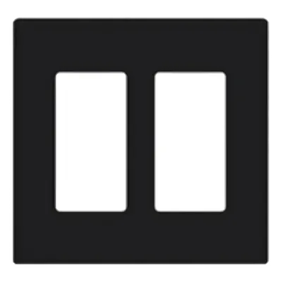 Placa de Pared / 2 Espacios / Diseño sin Tornillos / Perfil Delgado 7.6 mm / Acabado Negro Brillante