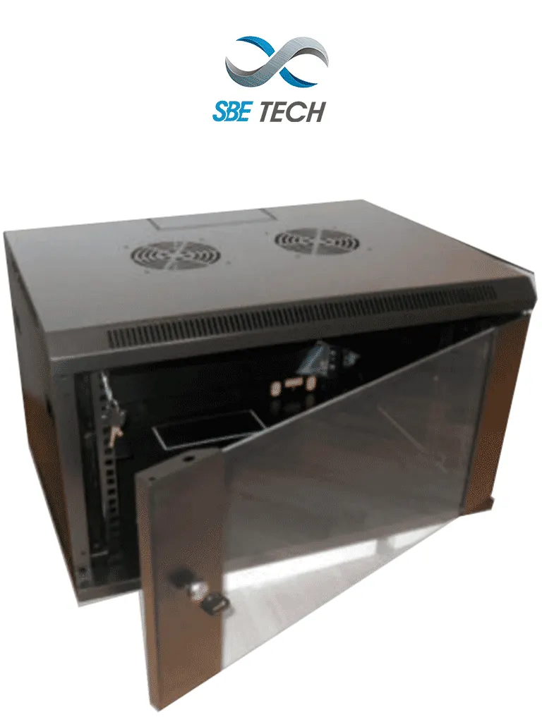Gabinete de pared SBE TECH SBE-GNLPAR6URP de 6U con puerta de cristal