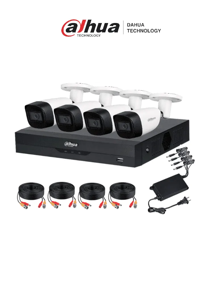 Kit de videovigilancia Dahua XVR5104HS-4KL-I3 con 4 cámaras de 5 MP