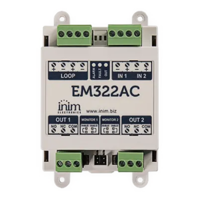 Módulo de Control INIM ELECTRONICS EM322AC con 2 Entradas y 2 Salidas 230 VCA