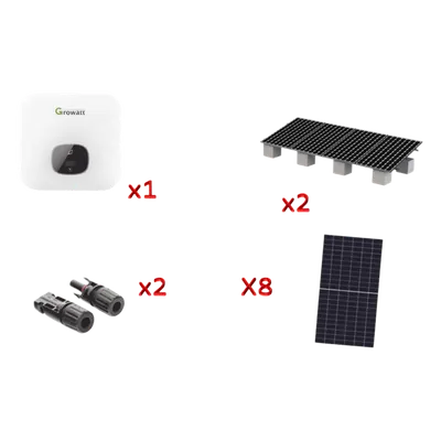 Kit Solar de Interconexión / 5 kW 220 Vca / 8 Paneles de 645 W / Inversor Híbrido / Montaje Estructural Incluido