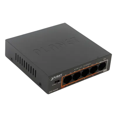 Switch PoE+ 802.3af/at Distancia 250 m, 4 Puertos, 1 Puerto 10/100 de Uplink