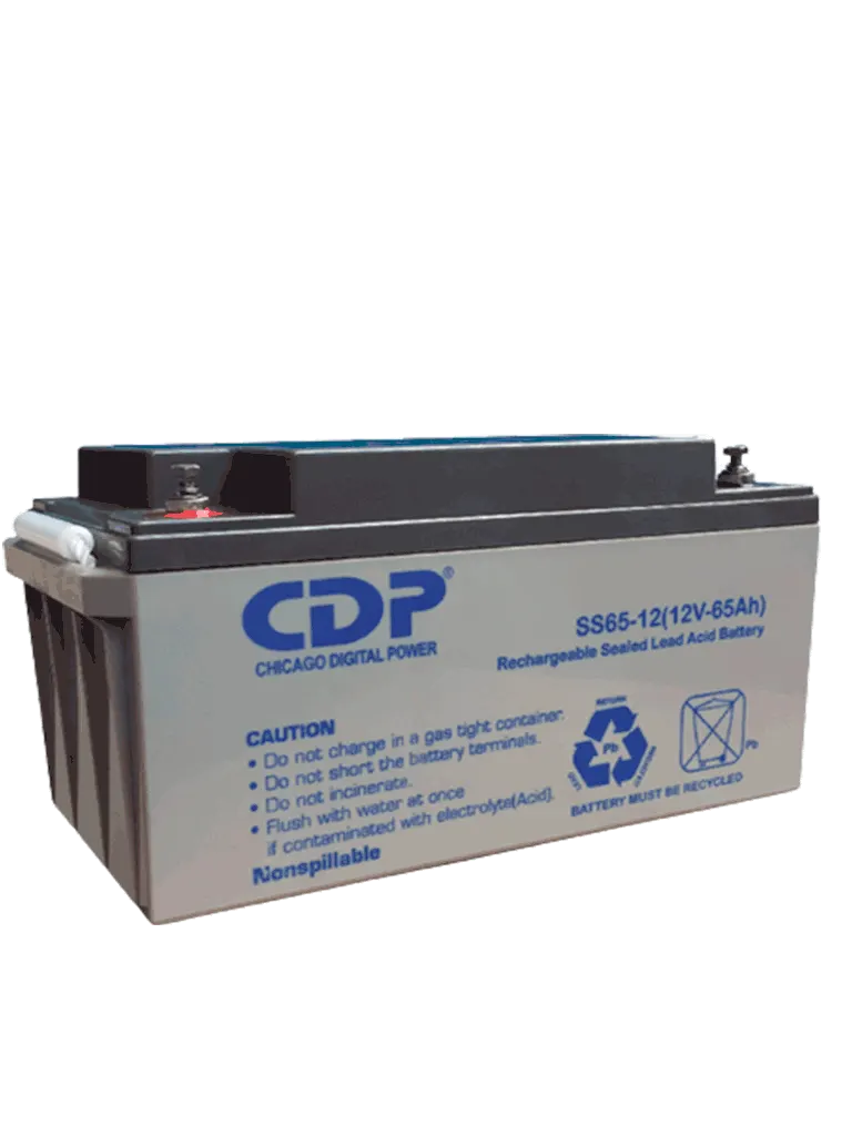 CDP SLB 12-65 - Batería de respaldo de 12v a 65AH / Libre de mantenimiento y fácil instalación / 350 x 167 x 183 mm