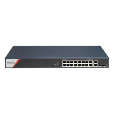 Switch PoE administrable Hikvision DS-3E1520HP-SI-16P2T2F con 16 puertos