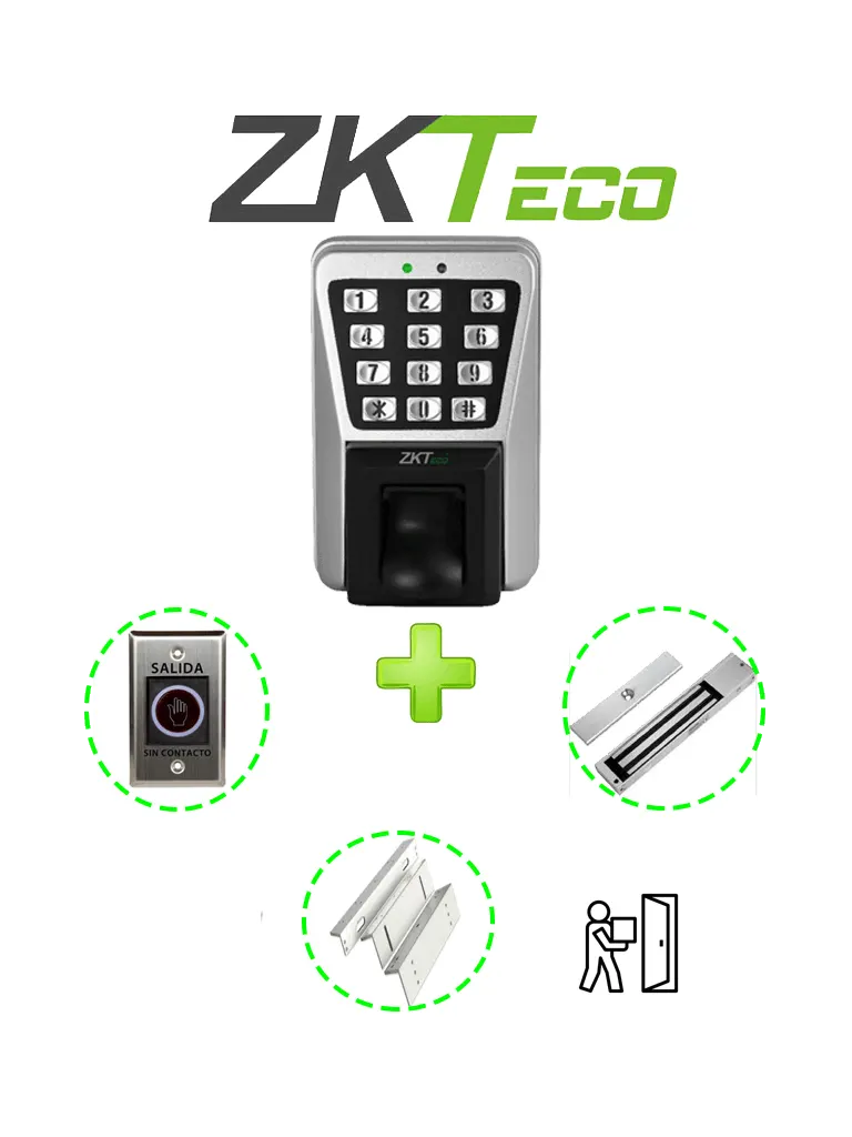 Control de acceso ZKTeco MA500PAK con huella y cerradura magnética