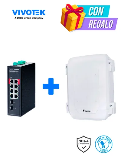 Kit switch PoE VIVOTEK AWIHB1040EXT con gabinete IP66 y 300 W
