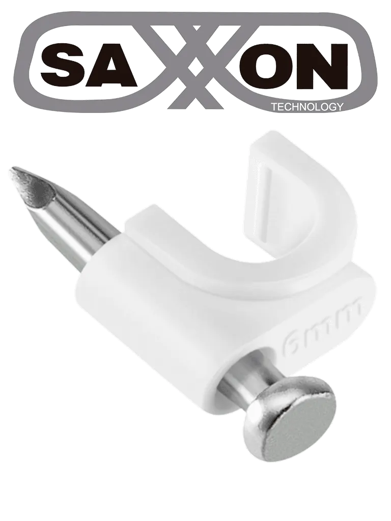 SAXXON GRA955B - Bolsa de 50 grapas de pared/ Color blanco/Diametro: 6mm / Con clavo de 3/4 para concreto de alta resistencia