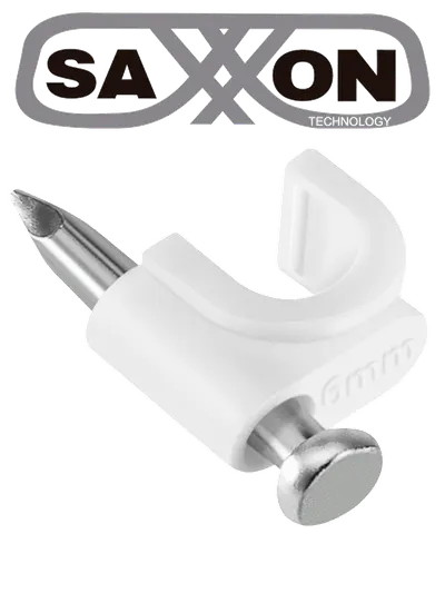 SAXXON GRA955B - Bolsa de 50 grapas de pared/ Color blanco/Diametro: 6mm / Con clavo de 3/4 para concreto de alta resistencia