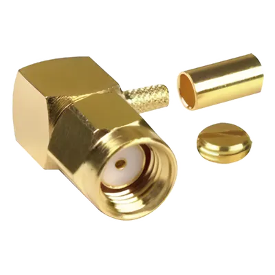 Conector SMA macho inverso RF Industries RP-3010-1B en ángulo recto