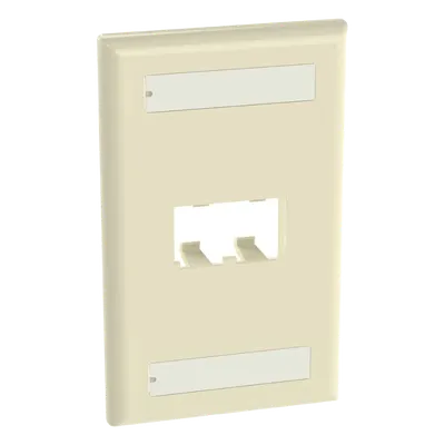 Placa de Pared Vertical / 2 Puertos Mini-Com / Diseño Plano / 69.8 x 114.3 mm (2.75 x 4.5 in) / Marfil
