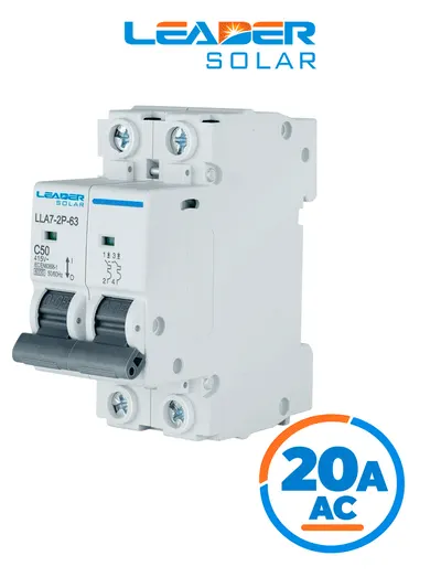 Interruptor termomagnético LEADER SOLAR LLA7-2P-63-C20A de 2 polos