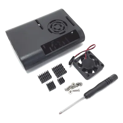 Kit Gabinete para Raspberry Pi 4 / Plástico ABS / Ventilador 30.4 mm / 3 Disipadores Aluminio / Herramientas Incluidas