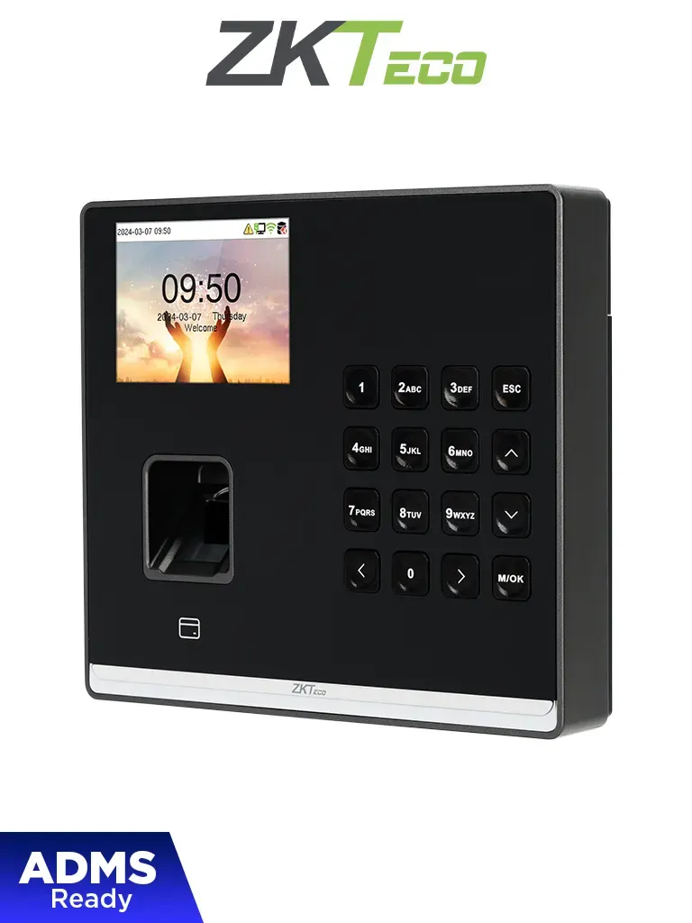 ZKTECO M2LR -  Control de asistencia para 3,000 huellas / 3,000 tarjetas de proximidad de 125kHz / 150,000 eventos / TCP/IP y Wi-Fi