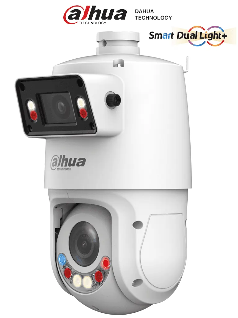 DAHUA SDT4E425-4F-GB-A-PV1 - Cámara IP PTZ TiOC Multivisión de 4 Megapixeles/ 2 Lentes de 4MP/ WizSense/ 25X Zoom/ IR de 100 mts/ Autotracking 3.0/  Iluminación Dual/ PoE+/ Disuasión activa/ SMD 4.0/ Quick Pick/ IP66/ E&S de Alarma y Audio/