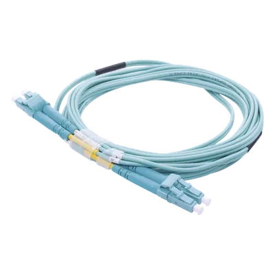 Jumper de Fibra Óptica / OM4 50/125 / LC-LC Dúplex / OFNR Riser / 2.0 mm / 3 m (9.84 ft) / Aqua