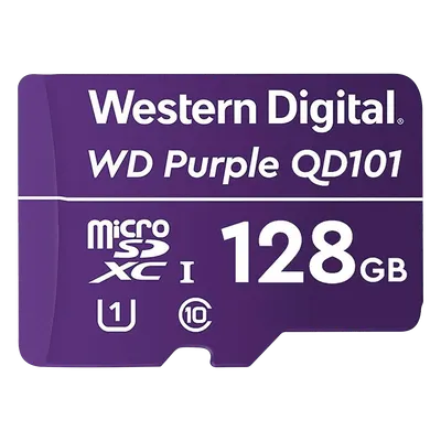 Memoria microSD de 128 GB PURPLE, Especializada Para Videovigilancia, 10 VECES MAYOR DURACIÓN, 3 AÑOS DE GARANTIA