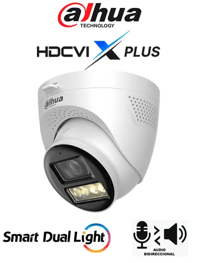 Cámara domo Dahua DH-HAC-HDW1500TQN-IL-T de 5 MP con audio