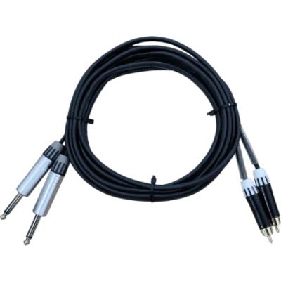 Cable de Interconexión de Audio / 2 Conectores 1/4 a 2 RCA Macho / Longitud 3 m (9.8 ft) / Conectores Chapados en Oro