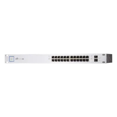 Switch PoE UniFi capa 2 Administrable de 26 puertos Gigabit (24 eth PoE y 2 SFP) 802.3 af/at / Pasivo 24V, 500 Watts, throughput de 38.69 Mpps
