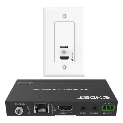 Extensor HDBaseT de Placa de Pared / 4K2K@60Hz / 40 m (131.2 ft) / 1080p a 70 m (229.7 ft) / PoC / IR Bidireccional / RS-232 / HDMI 2.0b 18 Gbps