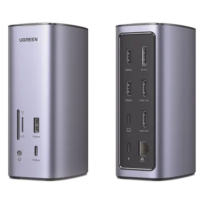 Docking station UGREEN 90325 USB-C 12 en 1 para tres pantallas
