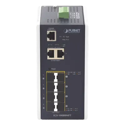 Switch industrial administrable PLANET IGS-10080MFT con puertos SFP 2.5G