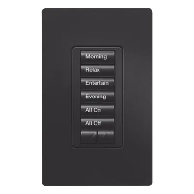 Teclado Híbrido de Pared / 6 Botones Programables / Atenuador Integrado 450 W / Control RF 431-437 MHz / Acabado Midnight