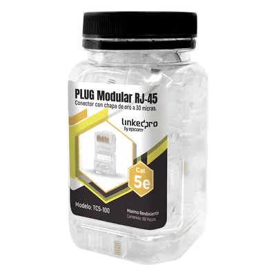 Conectores RJ45 LINKEDPRO BY EPCOM TC5-100 Cat5e, bote con 100 piezas