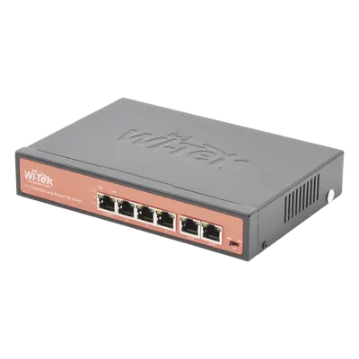 Switch PoE No administrable / PoE de Largo Alcance Hasta 250m / 4 Puertos PoE 10/100Mbps (Puerto 1 Hasta 60W, Puertos 2,3 y 4 Hasta 30W) + 2 Puertos 10/100Mbps Uplink / Presupuesto 65 W / Plug and Play