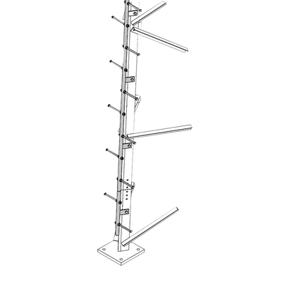 Escalerilla tipo perno / Acero galvanizado / 40 cm entre peldaños / 150 kg por peldaño / 140 ft (42.7 m) / Sección cuadrada